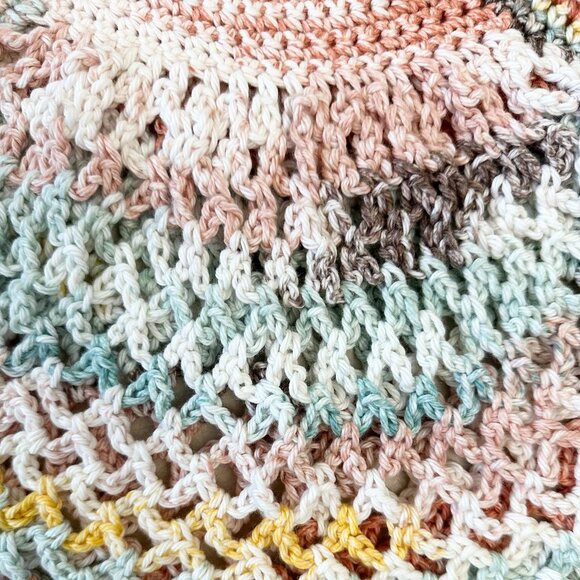 Mesh Market Bag Crochet Stretchable Sunlit Seafoam Colors, Brand New Handmade - Picture 2 of 4